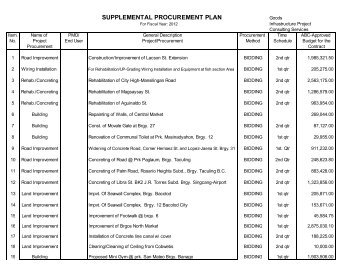 SUPPLEMENTAL PROCUREMENT PLAN - Bacolod City