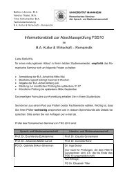 Informationsblatt zur Abschlussprüfung FSS10 - Bachelor Kultur und ...