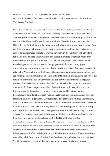 Leserbrief von Benjamin Krüger und Sebastian Voigt ... - BAK Shalom