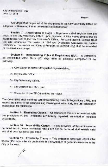 City Ordinance No. 544 - Bacolod City