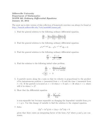 homework exercises - Millersville University