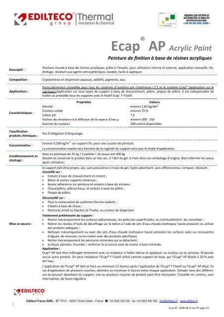 Fiche ECAP® AP - août 2009 - Edilteco