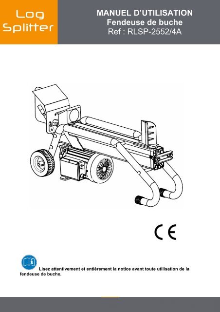 MANUEL D'UTILISATION Fendeuse de buche - SOLITECH, la société