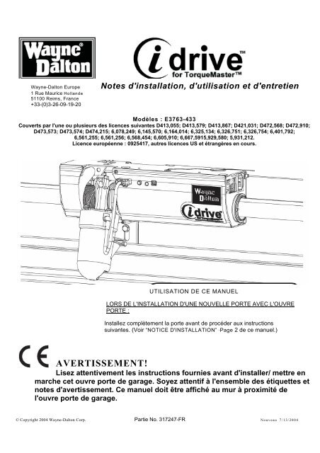 AVERTISSEMENT! - Wayne Dalton