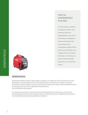GÉNÉRATRICES - Honda Power Equipment