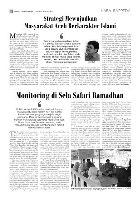 Tabloid Edisi 16 November 2011 - BAPPEDA Aceh