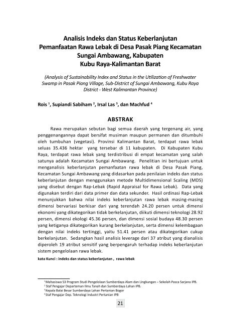 Analisis Indeks dan Status Keberlanjutan ... - BAPPEDA Aceh