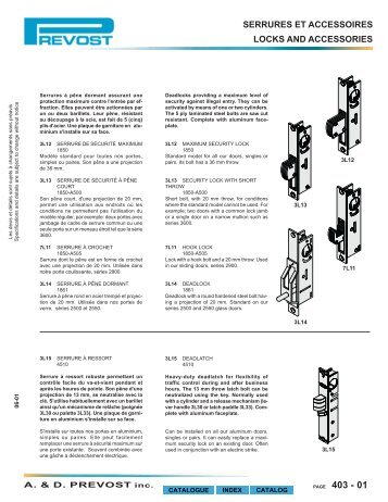 serrures et accessoires locks and accessories - A & D Prevost.Inc ...