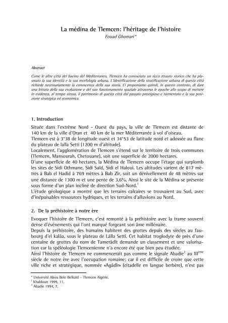 La médina de Tlemcen - WEB JOURNAL.