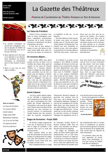 La Gazette N°1 - ACTA82 LE THEATRE AMATEUR en TARN ET ...