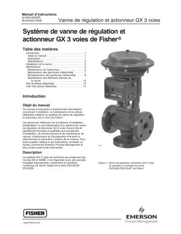 Système de vanne de régulation et actionneur GX 3 voies de Fisherr