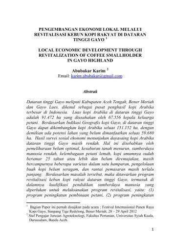 pengembangan ekonomi lokal melalui revitalisasi ... - BAPPEDA Aceh