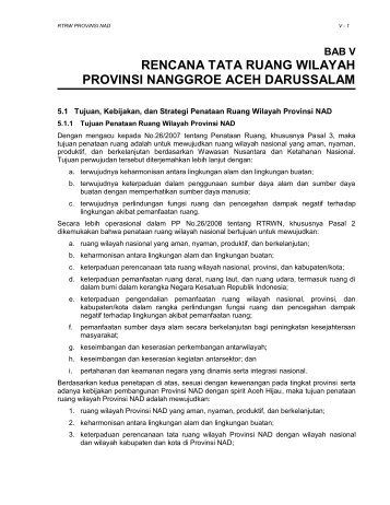 rencana tata ruang wilayah prov nad - BAPPEDA Aceh - Pemerintah ...