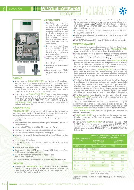 Documentation AQUAPACK PRO au format PDF - caladair