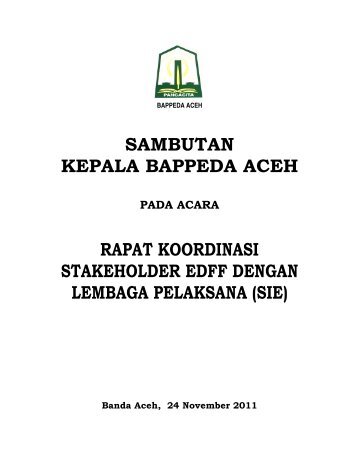 Sambutan Ka.Bappeda Rakor Koordinasi Stakeholder EDFF ...