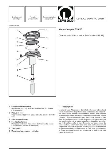 Mode d'emploi 559 57 Chambre de Wilson selon ... - LD DIDACTIC