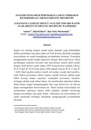 analisis pengaruh perubahan lahan terhadap ... - BAPPEDA Aceh