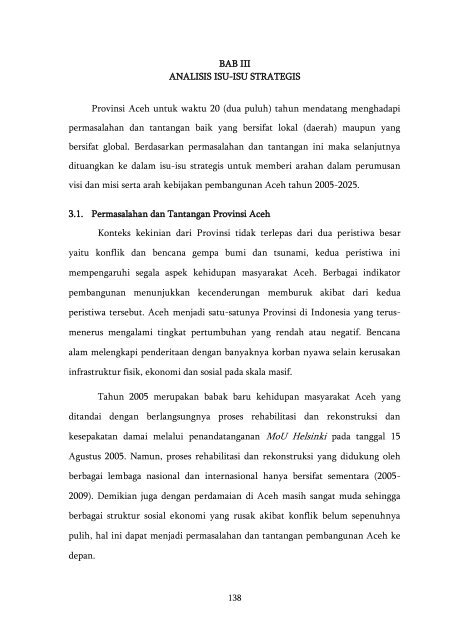 BAB III ANALISIS ISU-ISU STRATEGIS Provinsi ... - BAPPEDA Aceh