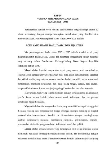 153 BAB IV VISI DAN MISI PEMBANGUNAN ... - BAPPEDA Aceh