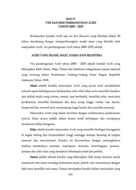 153 BAB IV VISI DAN MISI PEMBANGUNAN ... - BAPPEDA Aceh