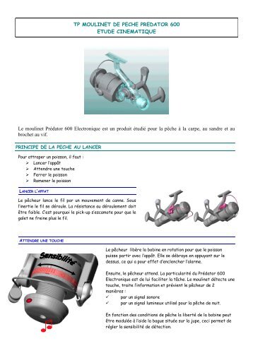 TP MOULINET DE PECHE PREDATOR 600 ETUDE CINEMATIQUE ...