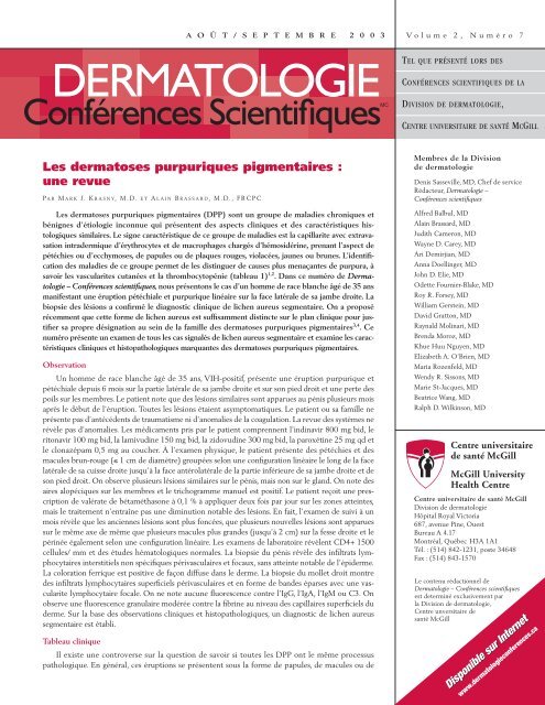 Les dermatoses purpuriques pigmentaires - Dermatologie ...