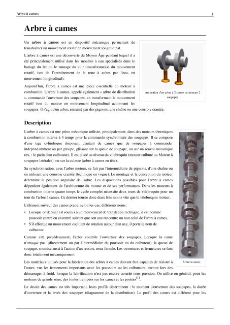 Arbre à cames : définition et fonctionnement - Ornikar