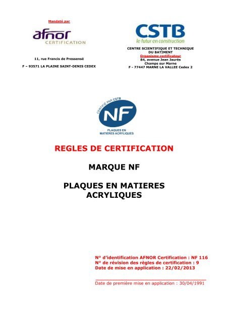 GUIDE DE REDACTION DES REGLES (REFERENTIEL) DE ... - CSTB