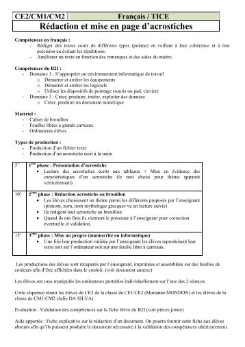 Rédaction et mise en page d'acrostiches