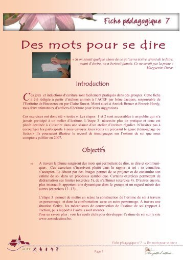 Des mots pour se dire - Un Zeste d'Estime - ACRF