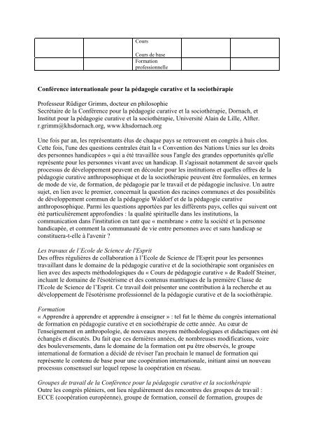 Le Mouvement médical anthroposophique Structures de ...