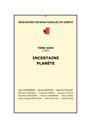 Incertaine Planète - Rencontres Internationales de Genève