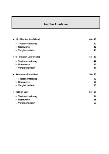 Normwerte - Aerobe Ausdauer