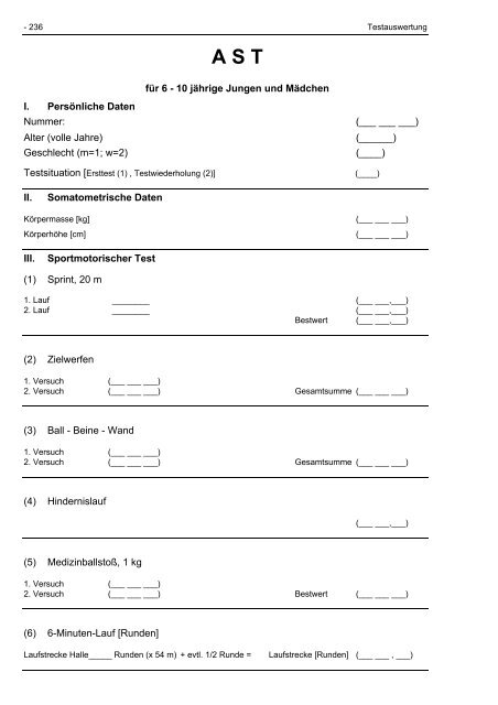 Materialien zur Testauswertung - Dr. Jochen Beck