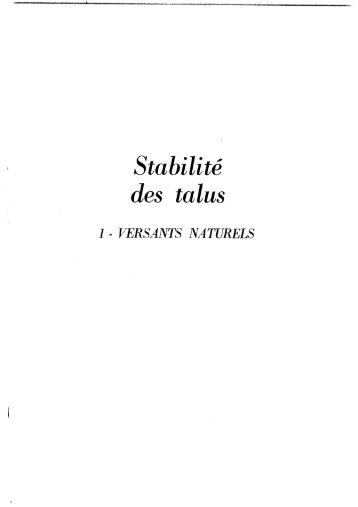 Stabilité des talus : 1. Versants naturels