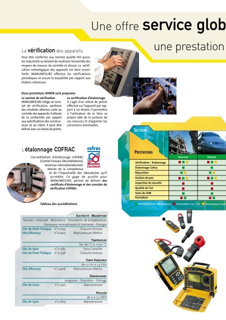 MANUMESURE réalise les campagnes de ... - Chauvin-Arnoux