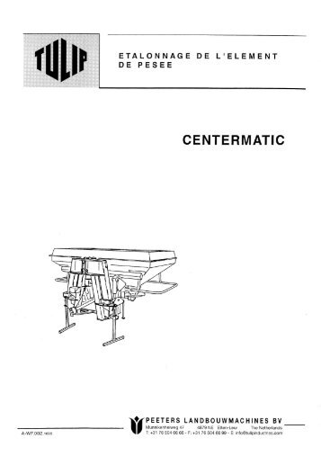 Etalonnage de Centermatic version française - Tulip