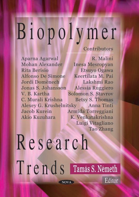 biopolymer research trends tamás s. németh editor biopolymer research trends tamás s. németh editor