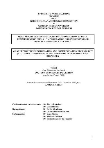 1 UNIVERSITE PARIS-DAUPHINE EDOGEST DRM GFR-CREPA ...