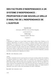 Des facteurs d'indépendance à un système d'indépendance de l ...