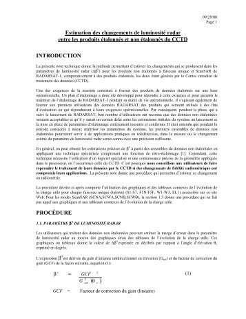 Estimation des changements de luminosité radar entre les produits ...