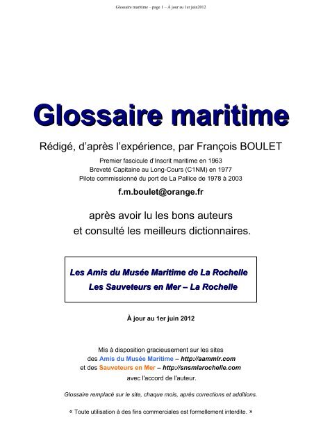 Glossaire Maritime Association Des Amis Du Musée Maritime