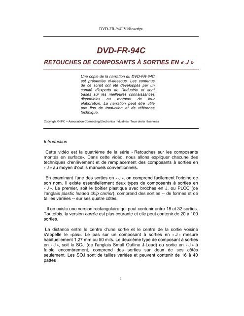 dvd-fr-94c retouches de composants à sorties en « j - IPC