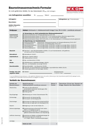 Baurestmassennachweis-Formular