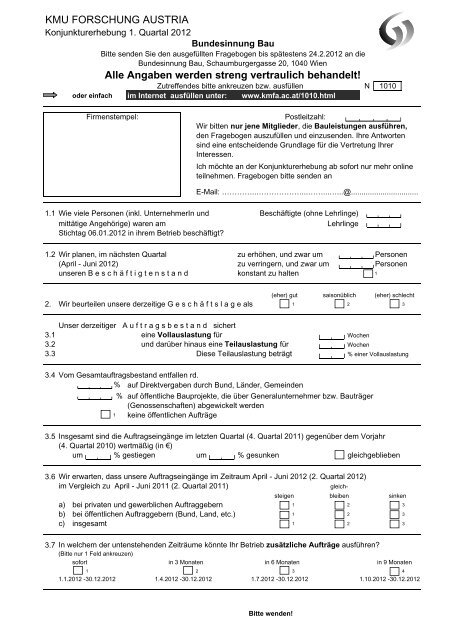 Konjunkturerhebung I. Quartal