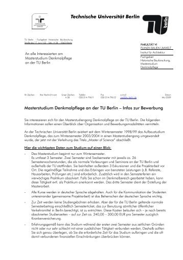 Grundinformation zum Masterstudium Denkmalpflege - Institut für ...