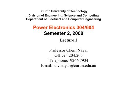 PE 304 Lect 1.pdf - Curtin University