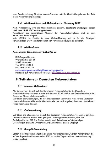 Ausschreibung zu den Bayerischen Meisterschaften - DLRG-Jugend ...