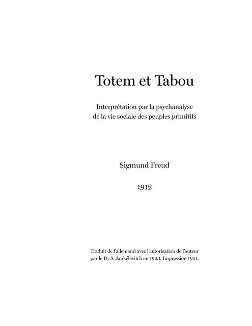 Totem et Tabou - Philosophie pour le Bac