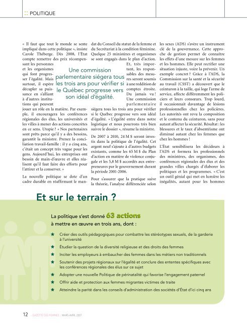 La tendance - Conseil du statut de la femme - Gouvernement du ...